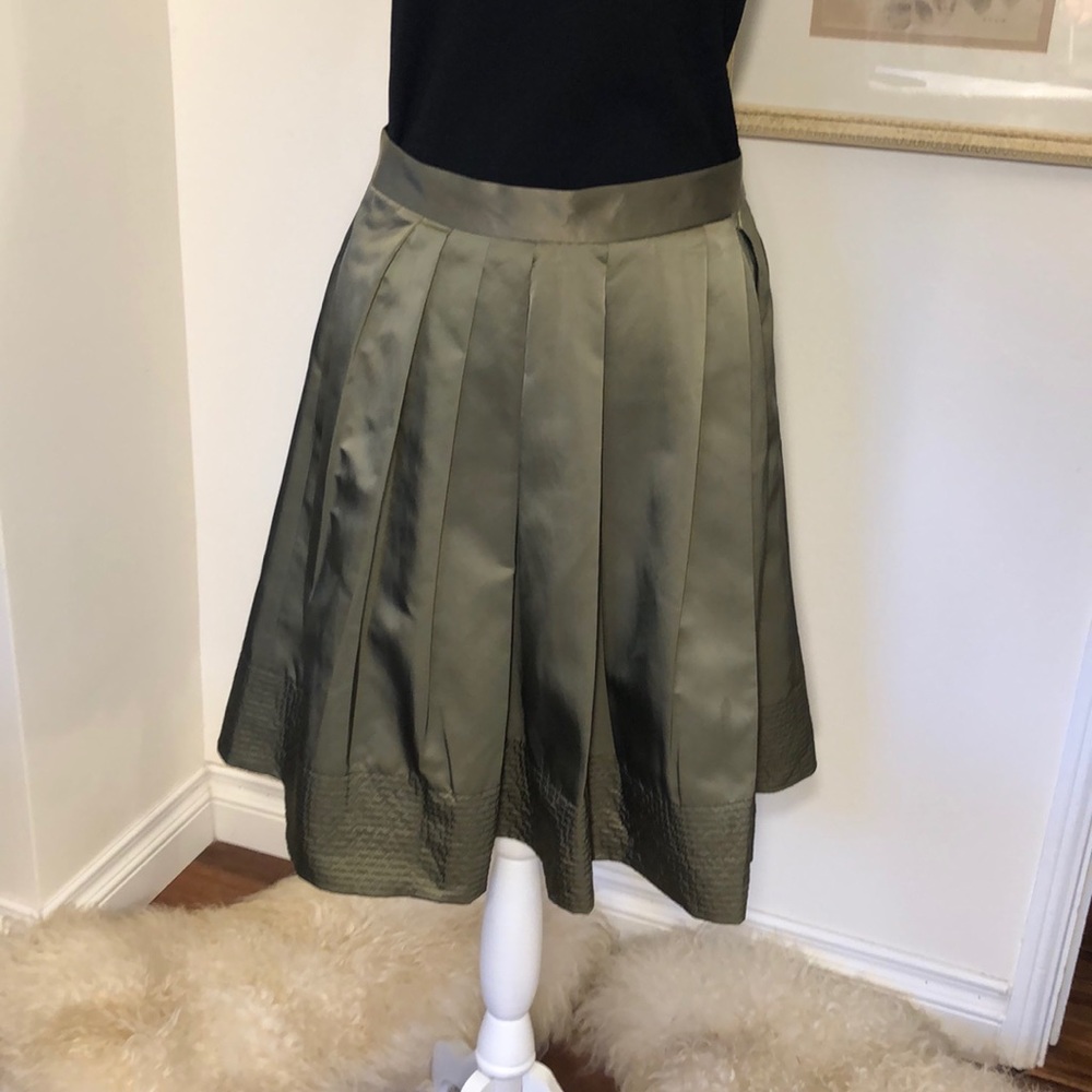 Banana Republic Metallic Green A-Line Skirt Sz.12 - Picture 3 of 8